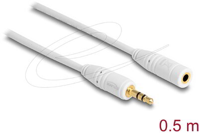 Delock - Stereo Jack hosszabbító kábel 3.5 mm 3 pin apa > anya 0.5 m fehét - 83763