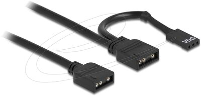 Delock - RGB csatlakozó kábel 3 tűs 5 V-s RGB / ARGB LED fényhez és 2 db. 3 tűs anya csatlakozóval 50 cm hosszú - 86001