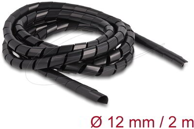 Delock - Spirál flexibilis tömlő 2 m x 12 mm fekete - 19015