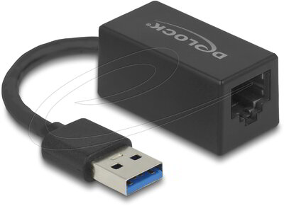 Delock - Adapter SuperSpeed USB (USB 3.2 Gen 1) USB A-típusú csatlakozódugóval > Gigabit LAN 10/100/1000 Mbps, kompakt, fekete - 65903