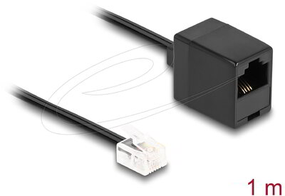 Delock - Telefonkábel RJ11 apa - RJ45 anya, fekete, 1 m - 88092