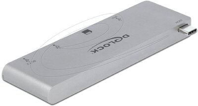 Delock - 3 portos elosztó és 2 bemenetes kártyaolvasó MacBook-hoz 3.0 PD-vel és mozgatható (behúzható) USB Type-C™ csatlakozóval - 64078