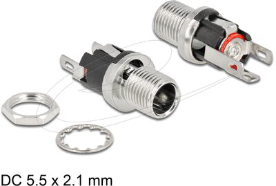Delock - DC csatlakozó anya 5,5 x 2,1 x 12,0 mm-es forrasztott foglalatfej verzióval - 90056