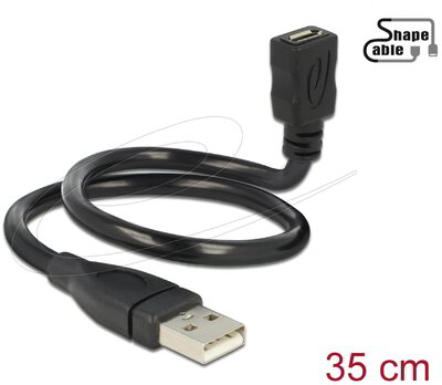 Delock - Cable USB 2.0 Type-A male > USB 2.0 Micro-B female ShapeCable 0.35 m - 83921