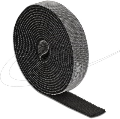 Delock - tépőzáras ragasztószalag tekercsben, 2 m hosszú x 15 mm széles, fekete - 18383