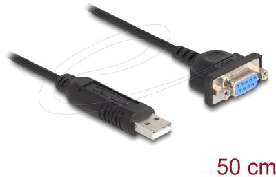 Delock - USB 2.0 - soros RS-232 adapter D-Sub 9 anya kompakt csatlakozóházzal 50 cm FTDI - 66453