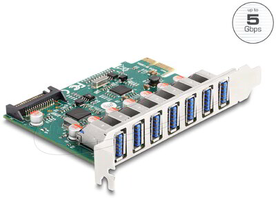 Delock - PCI Express x1 kártya 7 x külső USB 5 Gbps Type-A foglalathoz - 90104