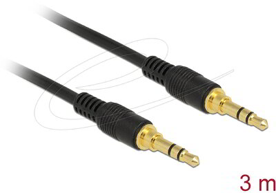 Delock - 3,5 mm-es jack kábel, 3 tűs csatlakozó > csatlakozó, 3 m, fekete - 85551