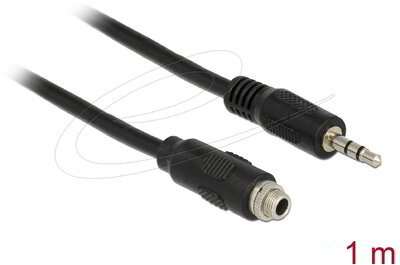 Delock - 3.5 mm sztereó jack kábel anya csavarmenetes > 3.5 mm sztereó jack apa 100 cm - 85116