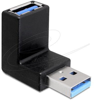 DeLock - USB 3.0 A-típusú apa - A-típusú anya adapter, 90°-ban szögben függőleges - 65339