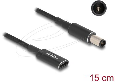 Delock - Laptop töltőkábel adapterkábel USB Type-C anya - HP 7,4 x 5,0 mm apa 15 cm - 60032
