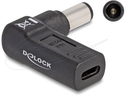 Delock - Laptop töltőkábel adapter USB Type-C anya - Dell 7,4 x 5,0 mm apa 90 fokban hajlított - 60008