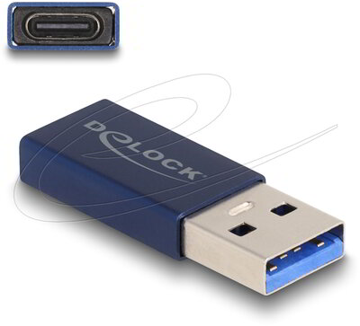 Delock - USB 10 Gbps adapter USB A-típusú apa - USB C™ hüvely, aktív kék - 60049