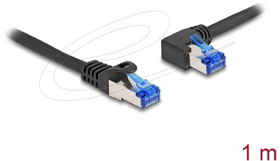 Delock - RJ45 hálózati kábel Cat.6A S/FTP egyenes / balra hajló 1 m fekete - 80218