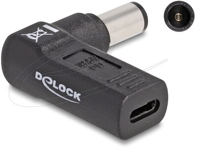 Delock - Laptop töltőkábel adapter USB Type-C anya - HP 7,4 x 5,0 mm apa 90 fokban hajlított - 60005