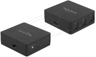Delock - S/PDIF TOSLINK kapcsolat 1 bemenettel és 3 kimenettel USB tápellátással - 63397