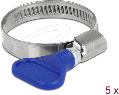 Delock - Tömlőbilincs pillangó fogantyúval rozsdamentes acél 400 SS 25 - 40 mm 5 db. kék - 19515