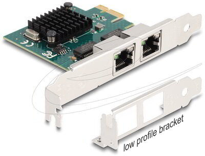 DELOCK - PCI-E x1 Bővítőkártya > 2x RJ45 Gigabit LAN BCM - 88205