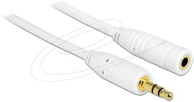 Delock - 3,5 mm-es jack hosszabbító kábel, 3 tűs csatlakozó - aljzat, 3 m, fehér - 83769