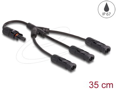 Delock - DL4 napelem elosztó kábel 1 x anya és 3 x duga 35 cm fekete - 88225