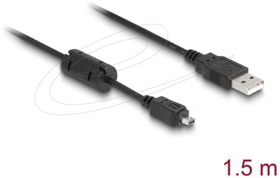 Delock - kamera kábel USB-B mini 4 tűs Hirose - USB-A 1,5 m apa-apa - 82208