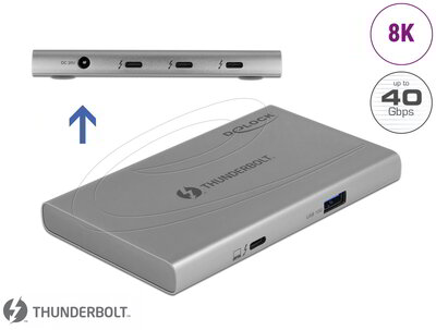 Delock - Thunderbolt 4 Hub 3 porttal és egy további SuperSpeed USB 10 Gbps A-típusú porttal - 8K - 64157