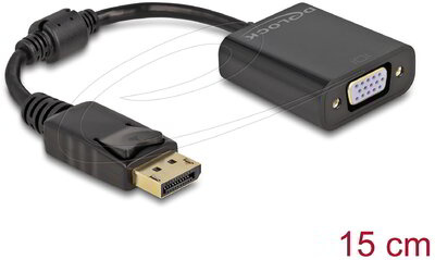 Delock - Adapter DisplayPort 1.2-dugós csatlakozó-VGA-csatlakozóhüvely passzív fekete - 61006
