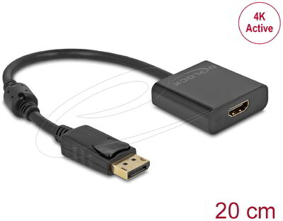 DELOCK - Átalakító DisplayPort 1.2 male > HDMI female 4K aktív fekete - 63585