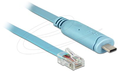 Delock - Adapter USB 2.0 C-típusú apa > 1 x soros RS-232 RJ45 apa 3,0 m kék - 63914