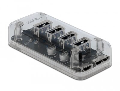 Delock - Külső 3.0 USB hub 4 porttal, átlátszó - 64087