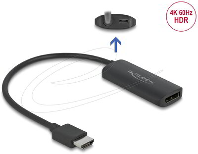 Delock - Adapter HDMI-A-dugós csatlakozó - DisplayPort-csatlakozóhüvely 4K 60 Hz - 63206