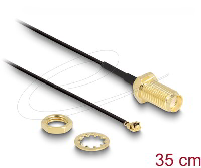 Delock - Antenna kábel SMA dugó válaszfalas > MHF/U.FL kompatibilis dugó 350 mm - 88417
