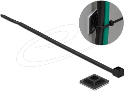 Delock - Kábelkötegelő talp 20 x 20 mm, kábelkötegelővel, melynek hossza 200 mm x szélessége 2,5 mm fe - 18680