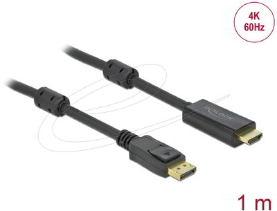 Delock - Aktív DisplayPort 1.2 - HDMI kábel 4K 60 Hz 1 méter hosszú - 85955