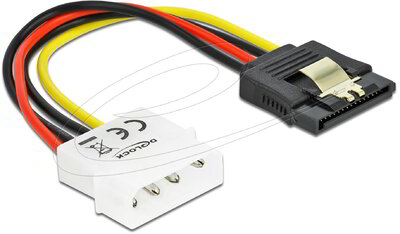 Delock - SATA HDD (apa, fém kapoccsal) 4 tűs Molex (apa, egyenes) hálózati kábel - 60120