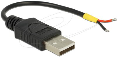 Delock - Kábel USB 2.0 A-típusú csatlakozódugóval > 2 db nyitott vezetékkel, 10 cm Raspberry Pi - 85250