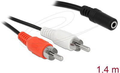 Delock - Audio (Hang)kábel 2 x RCA apa 1 x 3,5 mm 3 tűs Sztereo Jack 1,4 m - 85808