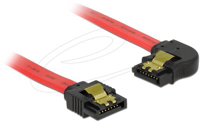 Delock - SATA 6 Gb/s kábel egyenes - balra 90 fok 50 cm vörös - 83964