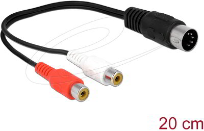 Delock - DIN kábel dióda 5 tűs csatlakozó - 2 x RCA anya csatlakozó 20 cm - 85835