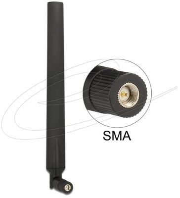 Delock - LTE Antenna SMA ~ 4 dBi mindenirányú Forgatható rugalmas csatlakozóval fekete - 88976