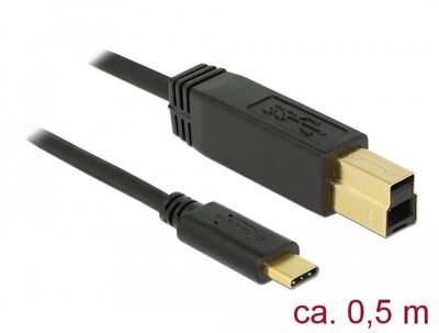 Delock - USB 3.1 Gen 2 (10 Gbps) kábel Type-C a B-típusú 0,5 m - 83674