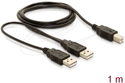 Delock - USB 2.0-B USB-A hálózati + hálózati/adat kábel - 82394