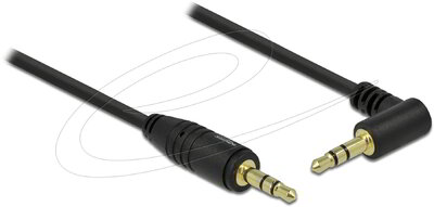 Delock - Stereo Jack kábel 3.5 mm 3 pin apa > apa 1 m 90 fekete - 83754