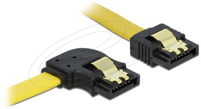 Delock - SATA 3 Gb/s kábel, egyenes-balra hajlított, 30 cm, sárga - 82492