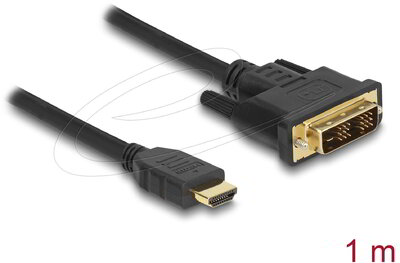 Delock - Kábel DVI 18+1 csatlakozódugóval > HDMI-A csatlakozódugóval, 1 m, fekete - 85582