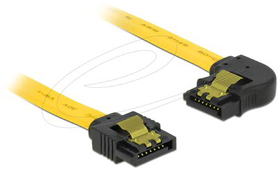 Delock - 6 Gb/s sebességet biztosító SATA-kábel egyenes csatlakozódugóval > balra néző SATA-csatlakozó - 83957