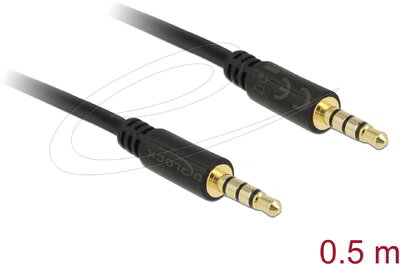 Delock - sztereó kábel 3.5 mm 4 pin csatlakozó > csatlakozó, 0,5 m, fekete - 83434