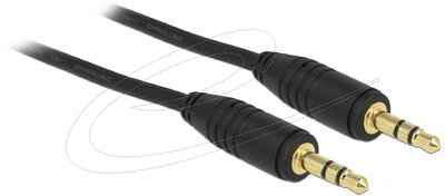 Delock - Stereo Jack kábel 3.5 mm 3 pin apa > apa 1 m fekete - 83744