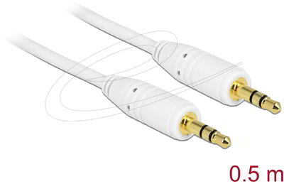 Delock - Stereo Jack kábel 3.5 mm 3 pin apa > apa 0.5 m fehér - 83743