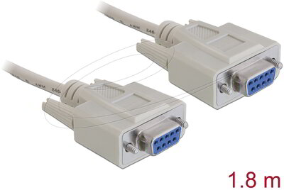 Delock - RS-232 soros kábel D-Sub 9 anya - anya 1,8 m Null Modem - 84077